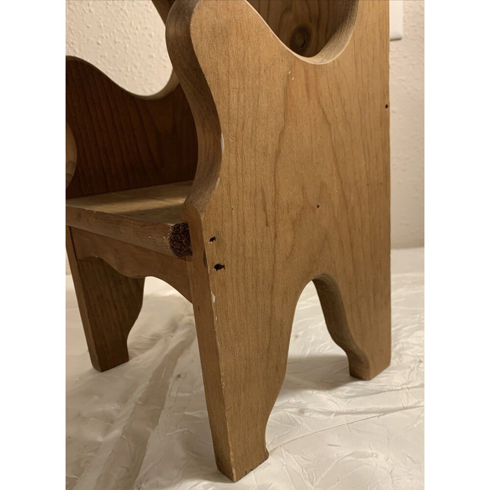 Vintage Country Wooden Chair Bench Doll Or Plant Stand Rustic 19” - Picture 11 of 14